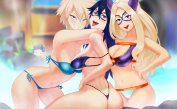 23213 mitsuki nemuri and yu at the onsen koshiosaur Mitsuki, Nemuri and Yu at the onsen [Koshiosaur]