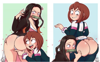 33077 ochako and nezuko checking booties semidraws Ochako and Nezuko checking booties [SemiDraws]