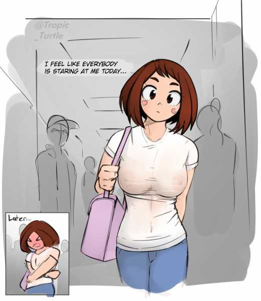 Uraraka overlooks an outfit mistake by TurtleWhale (@Tropic_Turtle)